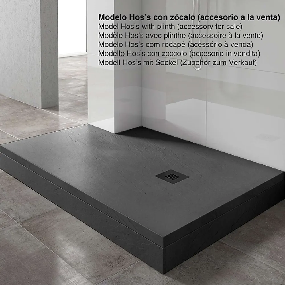 Poalgi Receveur de douche extraplat noir 90x100 cm Hos's -