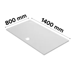 Receveur De Douche|GoodHome Receveur de douche extra-plat l.80 x L.140 cm blanc anti dérapant, Limski