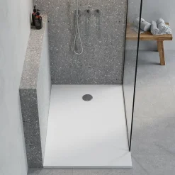 GoodHome Receveur de douche extra-plat l.90 x L.140 cm blanc anti dérapant, Leira