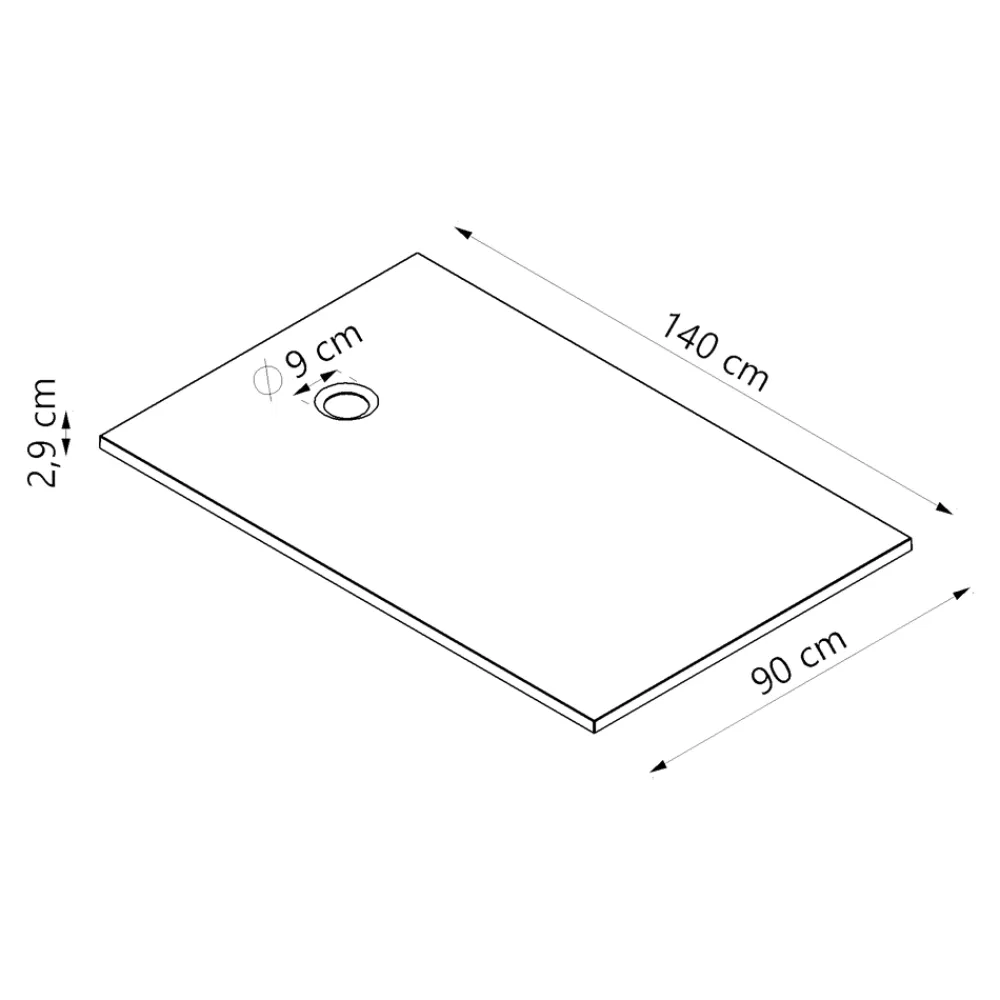 GoodHome Receveur de douche extra-plat l.90 x L.140 cm blanc anti dérapant, Leira