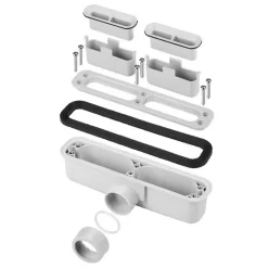 Lavaberg Receveur de Douche Extraplat 140x90cm Blanc - Résine Minérale - Antidérapant - Effet Ardoise - Bonde Incluse -