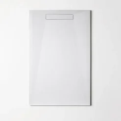 Sanizéo Receveur de Douche Extraplat 100X180cm Blanc - Résine Minérale - Antidérapant - Effet Pierre Naturelle - RÉSIGRÈS.