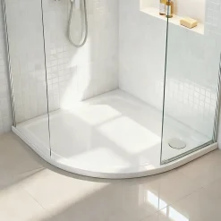 Receveur De Douche|GoodHome Receveur de douche extra-plat quart de cercle l.90 x L.90 cm blanc anti dérapant, Limski