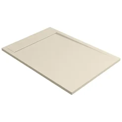 Lavaberg Receveur de Douche Extraplat 140x90cm Beige - Résine Minérale - Antidérapant - Effet Ardoise - Bonde Incluse -