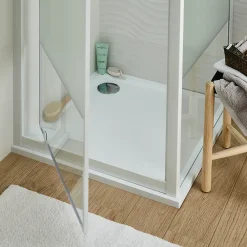 GoodHome Receveur de douche extra-plat l.80 x L.80 cm blanc anti dérapant, Limski