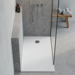 Receveur De Douche|GoodHome Receveur de douche extra-plat l.80 x L.140 cm blanc anti dérapant, Leira