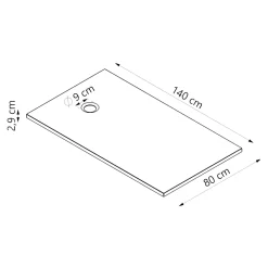 Receveur De Douche|GoodHome Receveur de douche extra-plat l.80 x L.140 cm blanc anti dérapant, Leira