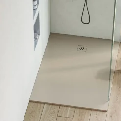 Sanizéo Receveur de Douche Extraplat 80x180cm Beige - Résine Minérale - Antidérapant - Effet Pierre Naturelle - RÉSIGRÈS.