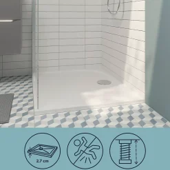 GoodHome Receveur de douche extra-plat l.80 x L.120 cm blanc anti dérapant, Limski