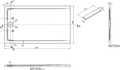 Receveur De Douche|Bernstein Receveur de douche fonte minérale, Blanc mat, 140x90x4.5cm, Bac à douche antidérapant, Pente écoulement, Sans bonde