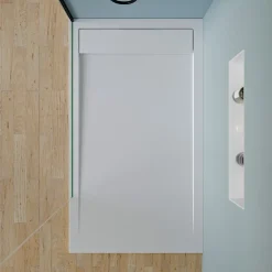 Receveur De Douche|Bernstein Receveur de douche fonte minérale, Blanc mat, 160x90x4.5cm, Bac à douche antidérapant, Pente écoulement, Sans bonde
