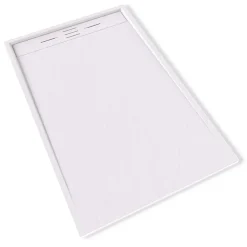 Saniverre Receveur de douche HIEMAL 90 x 140 cm résine Blanc aspect ardoise + bonde incluse -