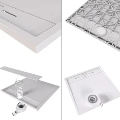 Saniverre Receveur de douche HIEMAL 90 x 140 cm résine Blanc aspect ardoise + bonde incluse -