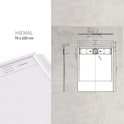 Saniverre Receveur de douche HIEMAL 70 x 100 cm résine Blanc aspect ardoise + bonde incluse -