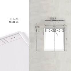 Saniverre Receveur de douche HIEMAL 70 x 90 cm résine Blanc aspect ardoise + bonde incluse -