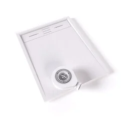 Saniverre Receveur de douche HIEMAL 70 x 90 cm résine Blanc aspect ardoise + bonde incluse -