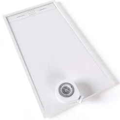 Receveur De Douche|Saniverre Receveur de douche HIEMAL 80 x 150 cm résine Blanc aspect ardoise + bonde incluse -