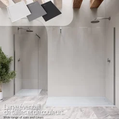 Receveur De Douche|Saniverre Receveur de douche HIEMAL 70 x 180 cm résine Blanc aspect ardoise + bonde incluse -