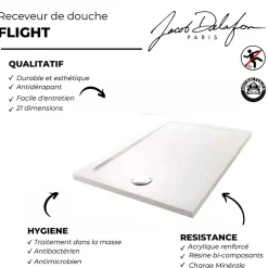 Jacob Delafon Receveur de douche Flight rectangle extra plat antidérapant 120 x 90 cm