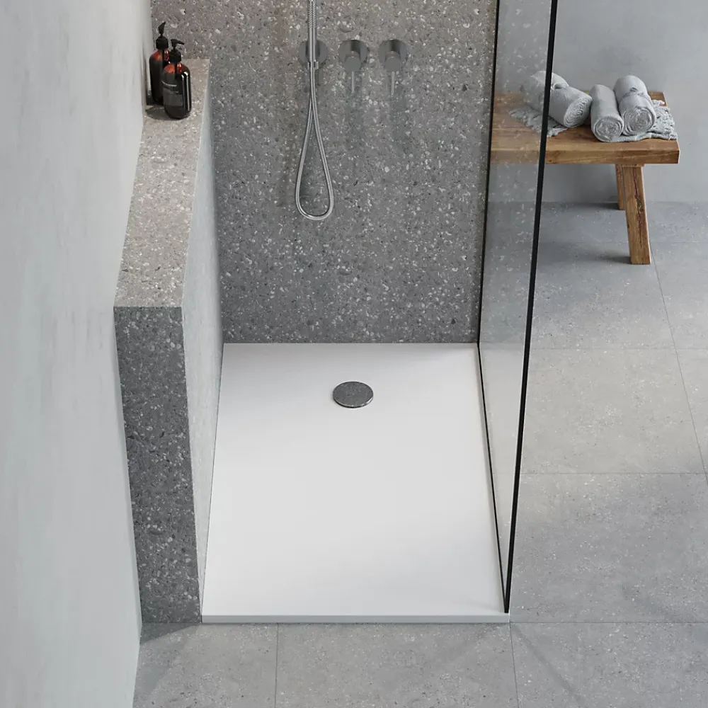 GoodHome Receveur de douche l.80 x L.120 cm blanc antidérapant Leira