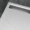 Receveur De Douche|Galedo Receveur de douche L.120 x l.90 x H.4 cm, acrylique renforcé blanc effet pierre, avec grille d'évacuation gun metal, Pedra