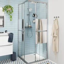 Receveur De Douche|GoodHome Receveur de douche L.80 x l.80 cm blanc en résine, Cavally
