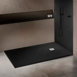 Receveur De Douche|Onbath'S Receveur de douche pierre naturelle graphite noir 120x90 cm extra plat grille carrée