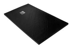 Receveur De Douche|Onbath'S Receveur de douche pierre naturelle graphite noir 120x90 cm extra plat grille carrée