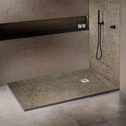 Onbath'S Receveur de douche pierre naturelle ardoise claire 120x90 cm extra plat grille carrée