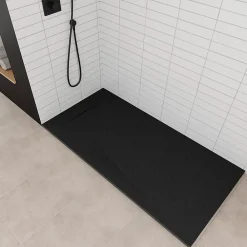 Saniverre Receveur de douche POLAR noir extra-plat effet pierre 80 x 160 cm + bonde