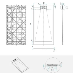 Saniverre Receveur de douche POLAR noir extra-plat effet pierre 80 x 160 cm + bonde