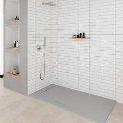 Saniverre Receveur de douche POLAR gris extra-plat effet pierre 80 x 120 cm + bonde