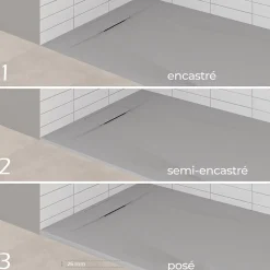 Saniverre Receveur de douche POLAR gris extra-plat effet pierre 80 x 120 cm + bonde