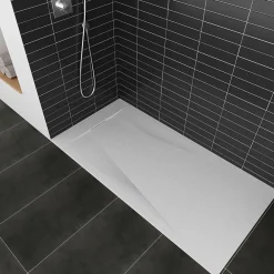 Saniverre Receveur de douche POLAR blanc extra-plat effet pierre 80 x 120 cm + bonde
