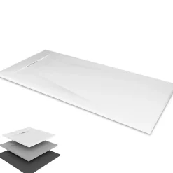 Saniverre Receveur de douche POLAR noir extra-plat effet pierre 80 x 120 cm + bonde