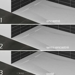 Receveur De Douche|Saniverre Receveur de douche POLAR blanc extra-plat effet pierre 90 x 180 cm + bonde