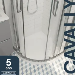 Receveur De Douche|GoodHome Receveur de douche quart de cercle 80 x 80 cm, résine, blanc, Cavally