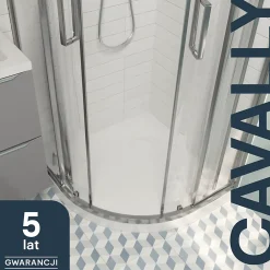 Receveur De Douche|GoodHome Receveur de douche quart de cercle 80 x 80 cm, résine, blanc, Cavally