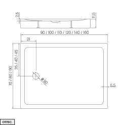 Receveur De Douche|Otitec Receveur de Douche Rectangle - 90 x 100 x 11,5 cm - Noir Effet Pierre - avec Siphon OFFERT - MOON STONE