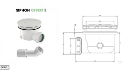 Otitec Receveur de Douche Rectangle - 80 x 90 x 4,5 cm - Blanc - avec Siphon OFFERT - MOON