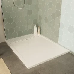 Receveur De Douche|Homesight Receveur de douche rectangulaire en béton, 100 x 80 cm, blanc,