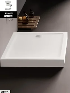 Receveur De Douche|Otitec Receveur de Douche Rectangle - 90 x 140 x 11,5 cm - Blanc - avec Siphon OFFERT - MOON