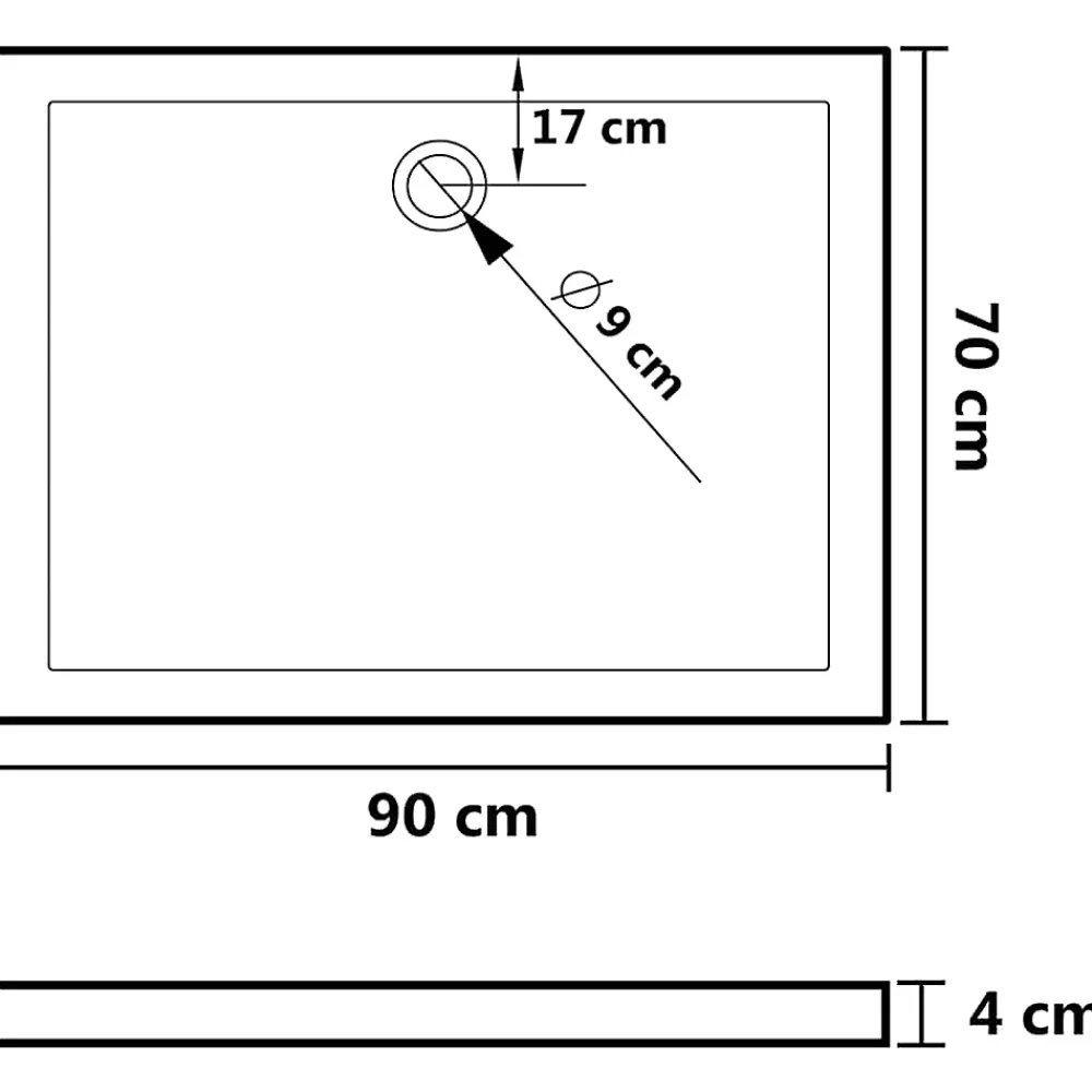 Receveur De Douche|Vidaxl Receveur de douche rectangulaire ABS Noir 70x90 cm