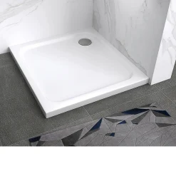 Receveur De Douche|Saniverre Receveur de douche SHIMMER 80 x 80 cm acrylique Blanc + bonde et siphon inclus -