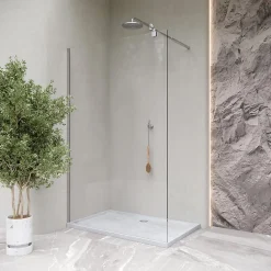 Saniverre Receveur de douche SHIMMER STONE 80 x 90 cm acrylique Blanc effet pierre + bonde et siphon inclus -