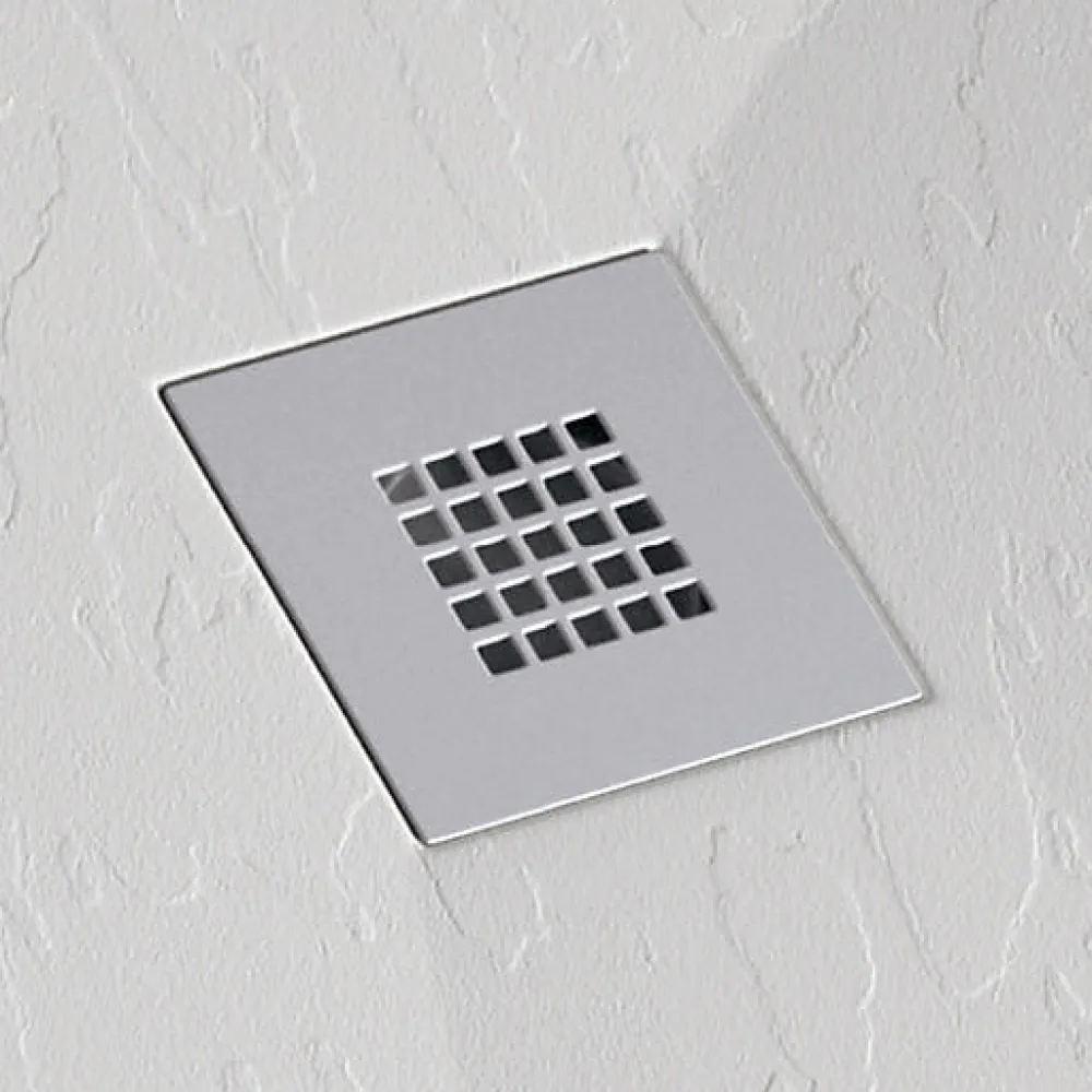 Stano Receveur de douche 70x160 cm extra plat ONDA en resine surface ardoisee blanc Grille inox