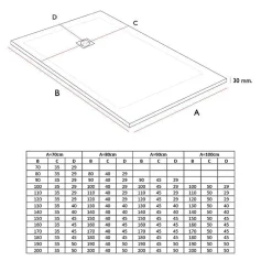 Stano Receveur de douche 70x160 cm extra plat ONDA en resine surface ardoisee blanc Grille inox