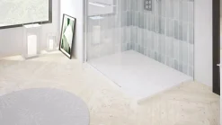 Receveur De Douche|Ayor Bathroom Receveur de douche 90x100 cm extra plat, résine et minéral, marbre blanc, Nola