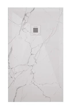Receveur De Douche|Ayor Bathroom Receveur de douche 90x100 cm extra plat, résine et minéral, marbre blanc, Nola