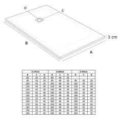 Stano Receveur de douche 80x170 cm extra plat DEKOR en resine finition marbre noir